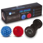 Foot Massager Roller & Spiky Ball Therapy Set - Massage Tool for Muscle Pain Relief from Plantar Fasciitis | Best for Trigger Point Release, Acupressure Reflexology with eBook Guide (3-Piece Set) (3-Piece Roller)