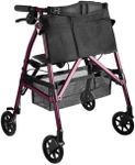 Stander Wonder Rollator Plus Short, Lightweight Junior Folding Walker for Seniors and Adults, Travel EZ Fold-N-Go Rollator, Petite Walker with Wheels and Seat, Regal Rose