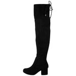 LoudLook Women's Lace Up Boots Suede Boots Ladies Women's Thigh High Boots Over The Knee Low Heel Boots for Women Size Black 5