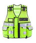 SECURITY High Visibility Safety Vest Jacket Tactical Law Enforcement Gear Made with Breathable Mesh Meets ANSI/ISEA Standards (FREE SIZE, YELLOW)