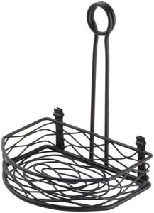 American Metalcraft SRBNB1 Flat-Back Wire Birdnest Condiment Rack, Black