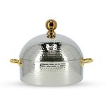 Royalford Monarch Dome Hot Pot, 4L - Stainless Steel Round Chafing Dish, Food Warmer Buffet Server Dish - Table Top Food Warmer Serving Dish with Lid for Caterings Parties Daily Use | Silver