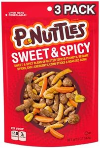 P-Nuttles Sweet & Spicy Snack Mix, 5 Oz Jar (Pack of 1) - Ideal Bar Mix - Butter Toffee Covered Peanuts with Sesame Sticks, Chili Crescents, Corn Sticks & Roasted Corn - Kosher Certified Nut Snacks