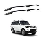 SHOPONE - Stylish Roof Rails (Drill Free) in Rocket Curve Design in Black Colour with Both Legs in Black for Scorpio
