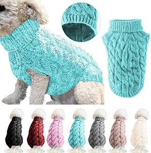 Winmany Pet Dog Turtleneck Knitting Sweater Coat Winter Warmer Thickening Pullover Knitwear Crochet Coat Clothes for Small Medium Dog Cat