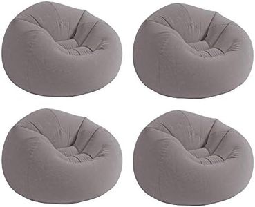 Intex Inflatable Contoured Corduroy Beanless Bag Lounge Chair, Gray (4 Pack)