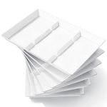 Lifewit Serving Tray Divided for Party Supplies, 6 PCS 15" x 10" Plastic Platters for Serving Food, White Reusable Tray for Veggie, Snack, Fruit, Cookies, Desserts in Kitchen/Pantry