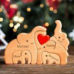 Personalized Wooden Elephant Puzzle with 2-10 Family Name, Gift for Mum Grandma We are One, Custom Family Name Sculpture, Gift for Mother’s Day, Birthdays, Unique Wooden Decor Gift for Mom and Dad