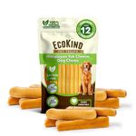 EcoKind Yak Cheese Himalayan Dog Chews, Yak Chews for Large Dogs, Long Lasting Bone for Aggressive Chewers, Only 3 Ingredients, Natural High Protein Dog Treats, No Additives, Large - 12+ Chews (3 lbs)