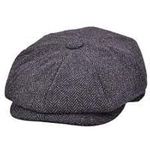 CB4 Accessories Black Grey Herringbone Newsboy 8 Panel Baker Boy Tweed Flat Cap Mens Gatsby Hat -59cm