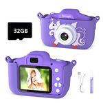 Cocopa Kids Camera Digital Camera for 3-12 Year Old Girls,1080P HD Video Camera for Kids with 32GB SD Card/2 Inch IPS Screen, Birthday Christmas Toy Gifts for 3 4 5 6 7 8 Year Old Girls(Purple)