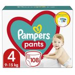 Pampers Pants Diapers Size 4 (9-15kg), 108 Pcs Diapers with Pouch Stop & Protect Anti Leaking Back