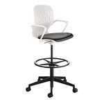 Safco Products Shell Extended Swivel Office Desk Computer Ergonomic Chair, Pneumatic Height Adjustable, White