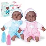 PREXTEX 11" Twin Black Baby Dolls Set | African American Baby Doll Toy | Realistic Newborn Doll | Small Twin Dolls for Toddler, Kid, Baby Boy&Girl | Gift Box Set, Stuff, Kit, Accessories, Clothes