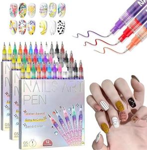 12 Colors Nail Art Pens Set,Nail Art Markers Polish Pen for 3D Nail Art,Drawing Painting Liner Brush for DIY Nail Art Beauty Adorn Manicure Tools (C-3 Set)