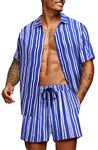 COOFANDY Men's Hawaiian Shirt and Shorts Set 2 Piece Outfit Summer Beach Short Sleeve Shirt