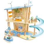 Hape Ocean Rescue Playset, Marine life playset, Solar-Powered Boat, Turtle & Animal Figurines, Ages 3+