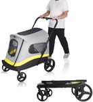 BingoPaw Folding Extra Large Dog Stroller : Portable Dog Buggy 4 Wheels for Large Dogs Pet Cat Travel Carriage Stroller Breathable Carrier with Rain Cover Include