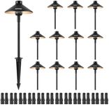 VEVOR 12 Pack Low Voltage Landscape Path Lights, 3W 210LM 12V-24VAC/DC Outdoor LED Pathway Lighting, 3000K Warm White Walkway Lights with Quick Connectors, IP66 Waterproof for Yard Garden Sidewalk