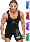 Exxact Sports Sublimated Youth Wrestling Singlet For Boys, Premium Powerlifting Singlet, Kids Wrestling Singlets, Black, Youth S