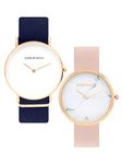 Joker & Witch Polyurethane Unisex Glenn & Maggie Couple Analog Watch Gift Set For Men And Women, Dial_White, Band_Rose Gold