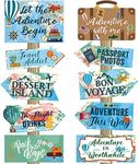 20 Pcs Travel Themed Party Decorations Set Let The Adventure Begin Sign Adventure Signs Bon Voyage Party Decorations for Birthday Baby Shower Travel Party Decorations, 11 x 8 Inch, 11 x 5 Inch