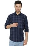 CRAFT HEAVEN Pure Cotton Full Sleeves Casual Shirt for Men, Checked/Checkered Shirt, Casual Stylish Shirt - Blue - XL