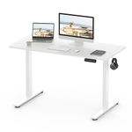 FLEXISPOT Electric Height Adjustable Standing Desk Sit Stand Desk Adjustable Desk Stand Up Desk with Memory Smart Pannel EF1 Series(120 * 60cm, White Frame+White Desktop)