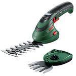 Bosch Cordless Edging Shear Set Isio (3.6 V, blade length: 12 cm, tooth spacing: 8 mm, in soft bag packaging), Green