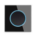 Circle 1/2/3/4 gang 2 way Push Button Wall Light Switch Glass Frame Light LED Indicator (black 1 gang 2 way)