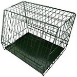 Ellie-Bo Black Standard Slanted Small 24-inch Folding Dog Cage/Crate with Metal Tray