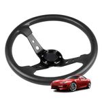 350mm/14in Steering Wheel Universal Racing Steering Wheel Car Deep Dish Drifting Steering Wheel Replacement Universal Modified Accessory (Black)