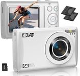 Kids Digital Camera 4K&64MP, Point and Shoot Digital Camera for Kids and Beginner Photographers, Small Compact Beginners Digital Camera Vlogging Camera with Digital Zoom, 32G SD Card, 2 Batteries