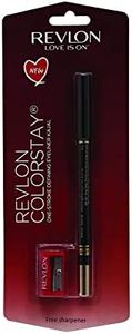 REVLON Colorstay one stroke defining eyeliner kajal, Sharpenable Pencil, Rich Glossy, Longwear and Waterproof, One Stroke to intense defined Eyes, Blackest Black