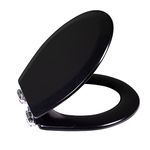 Dalton Toilet Seat Round Soft Close – Black Rustic Wooden Round Standard Toilet Seat for Bathroom – Design House, 561241-BLK