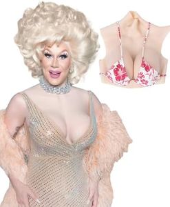YAPOKCDS Silicone Breast Plate Breast Shapes Fake Breasts Fake Breast High Collar Style C-H Cup for Transgender Crossdresser Cosplay, color1, D