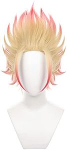 XiongXiongLe Blonde Red Gradient Short Upturned Wig for Men Cosplay Halloween Costume Hair Replacement Wigs Cos Halloween Christmas Party