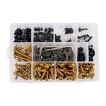 BAIONE Fairing Bolt Kit 195PCS Stainless Steel M5 M6 Motorcycle Windscreen Fairing Screws Fasteners Universal Compatible with Yamaha Honda Kawasaki Suzuki BMW Sportbike Bodywork Bolts Clips (Yellow)