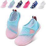 JOINFREE Little Girl Aqua Socks Swimming Pool Barefoot Lightweight Quick Dry Girls Water Shoes for Diving Boating Blue Pink 8 Toddler