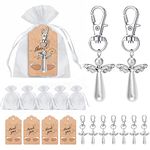 MOVINPE 40pcs Angel Favor Keychains Plus Organza Bags Plus Angel Wing Thank You Tags, Guest Return Favors for Baby Shower, Bridal Shower, Wedding Charm, Party Favors Thank You Gifts in Bulk