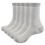 YUEDGE Women's Moisture Wicking Cotton Athletic Cushioned Crew Socks Outdoor Hiking Sports Socks For Women 4-7, 5 Pairs