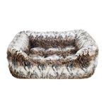 Rosewood Brown Cosy Fur Print Square Dog Bed, Large, 87 x 70 cm