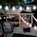 Oreunik Solar String Lights Outdoor, 8 Mode 7M/24Ft 30 LED Crystal Ball Outdoor Solar Powered String Lights for Patio,Solar Garden Lights for Yard Porch Wedding Party Decoration (Cool White)