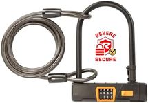 Revere USA Combination U-Lock with Extra Long Cable - Hardened Steel Heavy Duty Bike Lock with Easy Mounting. Includes a 5' 9" Cable - Defender 4 Plus - Anti Theft for Motorcycle, Scooter, e-Bike.