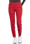 Cherokee Women's Mid Rise Tapered Leg Jogger Scrubs Pant, Red, Medium Tall