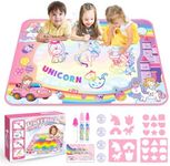 Tesoyzii Unicorn Gifts for Girls, Toddle Toys for 1 2 3 4 5 6 Year Old Water Drawing Mat 1-5 Year Old Girl Gifts Birthday Gifts for Kids Toys Age 1-6 Educational Toys Xmas Stocking Fillers for Kids