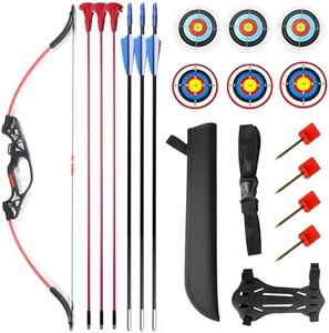40" Archery Set,Youth Bow and Arrow Set, Suitable for Beginners and Teenagers in Archery, Adjustable from 10-15 Pounds, Suitable for Training and Improving Archery Skills in Various Scenarios