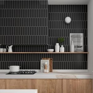 Matte Black Ceramic Subway Tile 1.97" x 7.87" – 60-Pack Wall and Floor Tiles for Backsplash, Bathroom, Shower, Steam Room - Not Peel & Stick - 6.46 sq. ft./Case - Moisture Resistant Decorative Tile