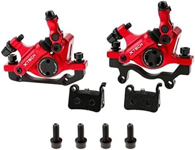 PETCHOR HB-100 Line Pulling Hydraulic Disc Brake Calipers, Mechanical Disc Brakes for MTB, Mountain Bike, E-bike and Electric Bike 2PCS Front/Rear Red