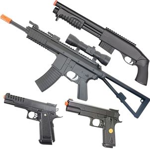 BBTac Airsoft Package Striker Airsoft Rifle Gun, Pump Action Shotgun, Pistols and BBS, Ready to Play Starter Set Loadout